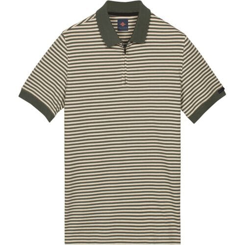 Baileys Polo Yarn Dyed Stripe Zip Collar Thyme Green / male