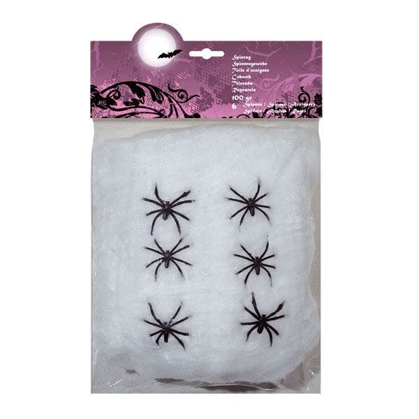 Boland - Spinrag met spinnen 100 g wit - Horror - Horror