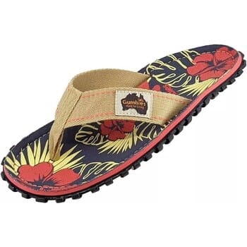 Teenslippers Gumbies Islander Denim Hibiscus