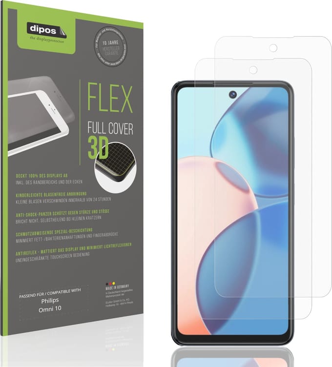 dipos FLEX – 2x Matte Screenprotector geschikt voor Philips Omni 10 | Volledige Schermbescherming | Case-Friendly