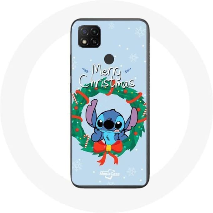 Coque pour Xiaomi Redmi 9C Stitch neige joyeux Noël bleu