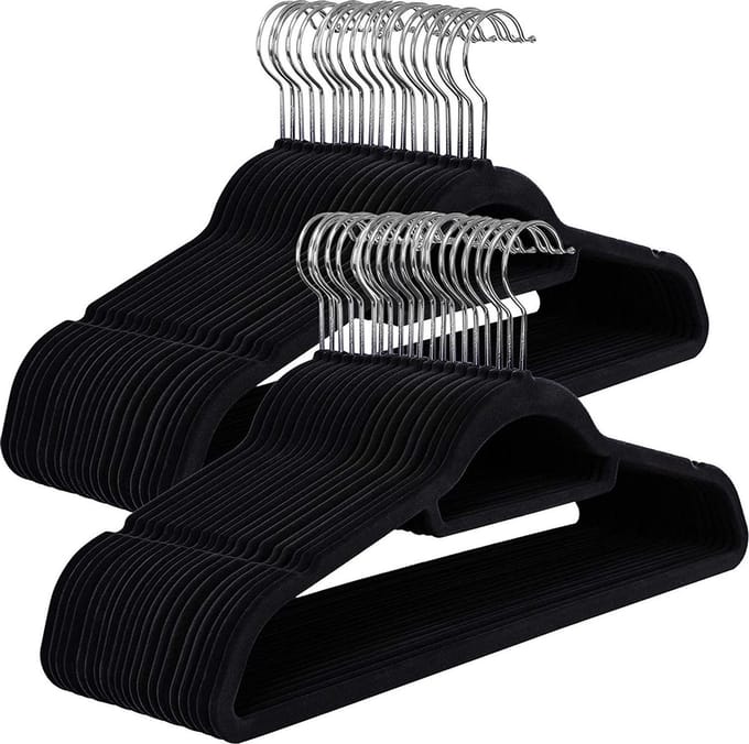Hoppa! Kledinghangers 50 Stuks - Zwart - Fluweel