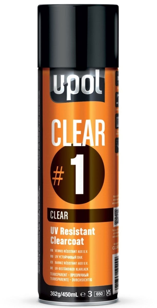 U-POL #1 CLEAR UV-bestendige Blanke Lak Hoogglans spuitbus 450ml