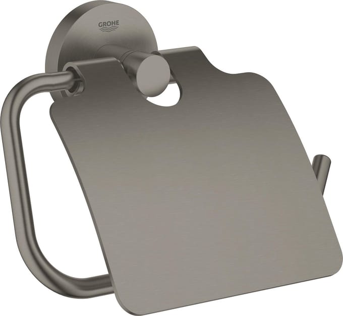 GROHE Essentials Toiletrolhouder - met deksel - hard graphite geborsteld (mat antraciet) - 40367AL1