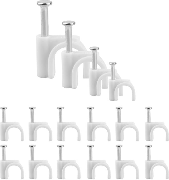 Solidchoice - Set van 400 Ronde Kabelclips met Stalen Spijkers voor Kabelbeheer