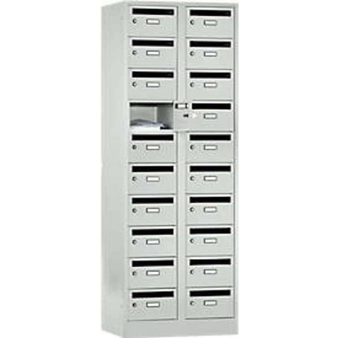 Postverdeelkast, met inwerpgleuf, 2 compartimenten, veiligheidscilinderslot, lichtgrijs
