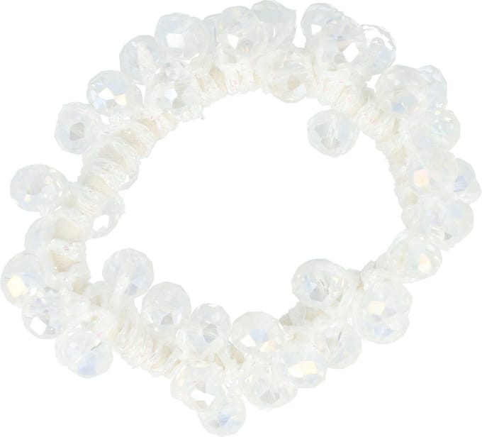 Haarsoires Haarelastiek – Facetkralen - Transparant wit