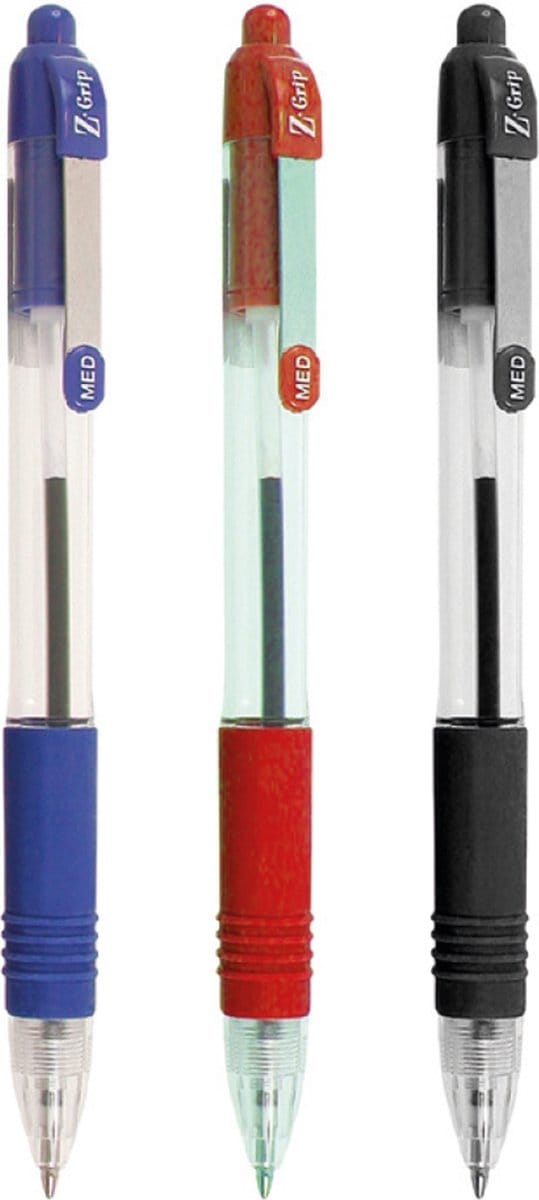 ZEBRA Z-GRIP GELPENNEN 1.0MM, SET van 3 - ZWART, ROOD en BLAUW
