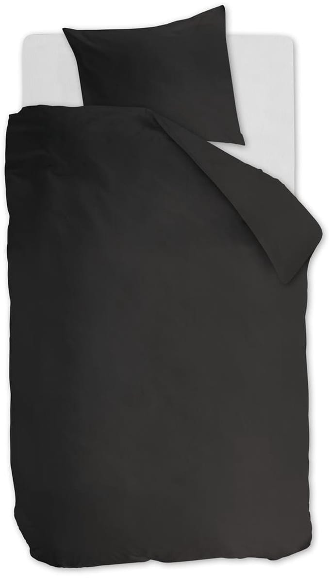 Ambiante Cotton Uni dekbedovertrek - Effen - Eenpersoons - 140x200/220 cm - Antraciet