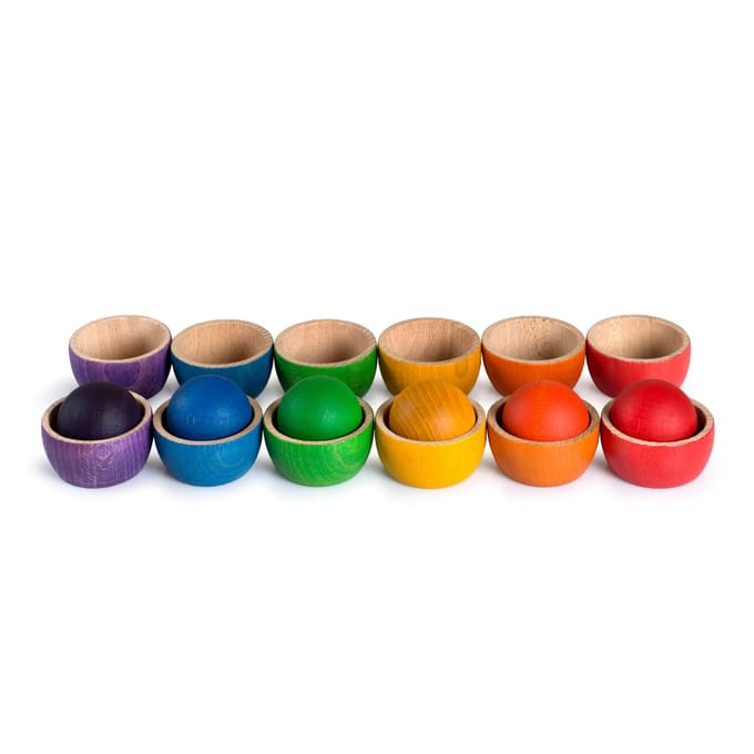 Grapat 12 regenboog bakjes met ballen 18 mnd+