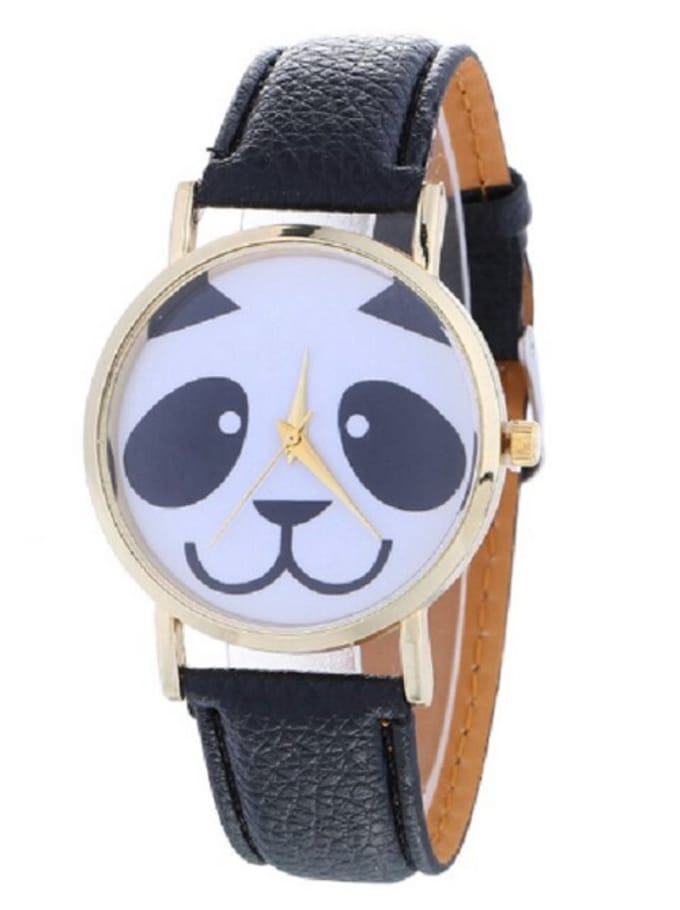 Panda Horloge - Zwart in een doosje