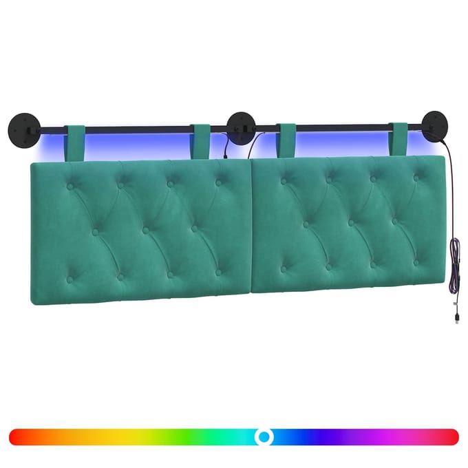 vidaXL - Hangend - hoofdbord - Turquoise - Fluweel