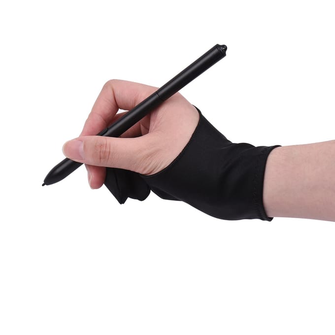 Gant de dessin Taille Unique Deux Doigts Gant de Peinture pour Tablette Graphique pour Main Droite et Gauche Compatible noir
