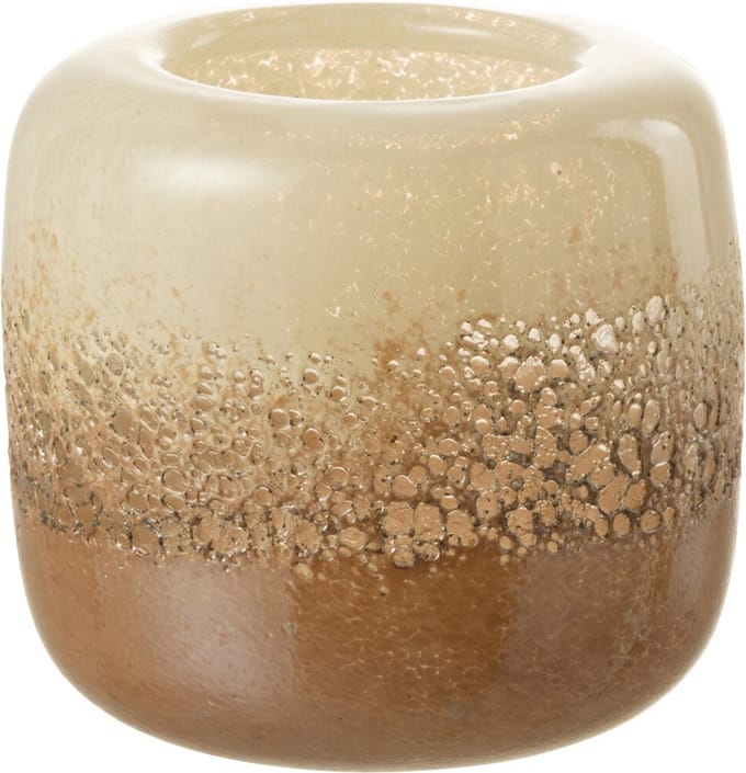J-Line vaas Opi - glas - bruin/beige - small - Ø 15 cm