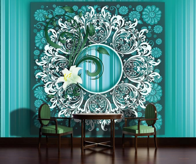 Vintage Pattern Turquoise Photo Wallcovering