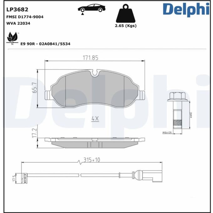 Remblokset DELPHI LP3682, voor