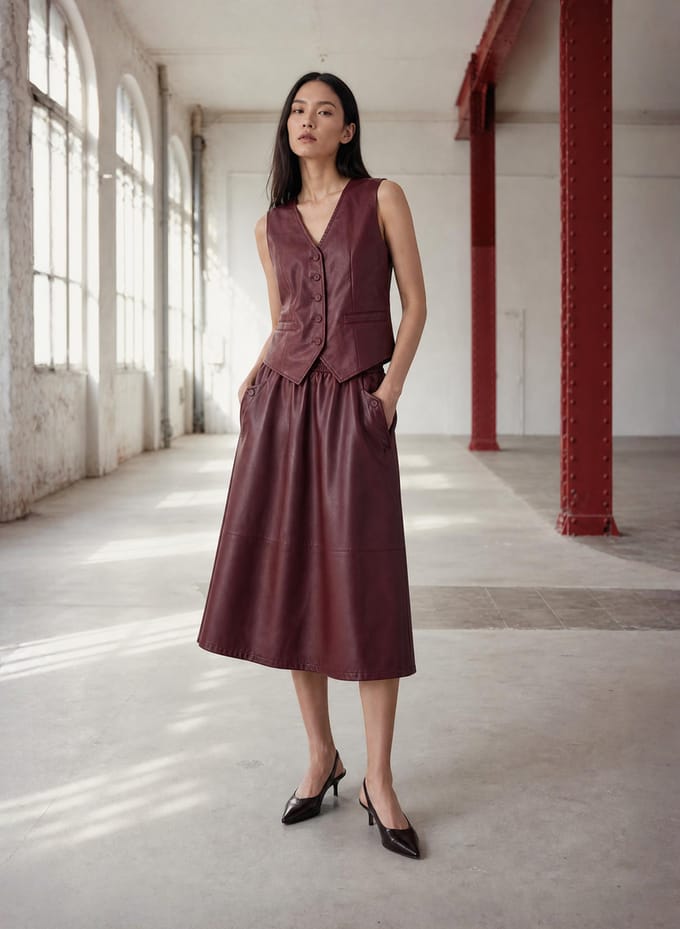 Elle eco leather skirt | Bordo - Bordo / M