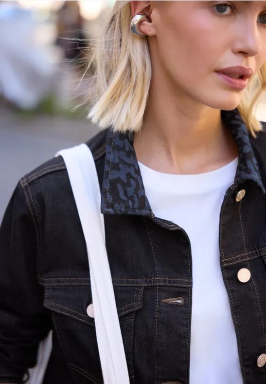 Jeansjasje in rinsed-look met kraag