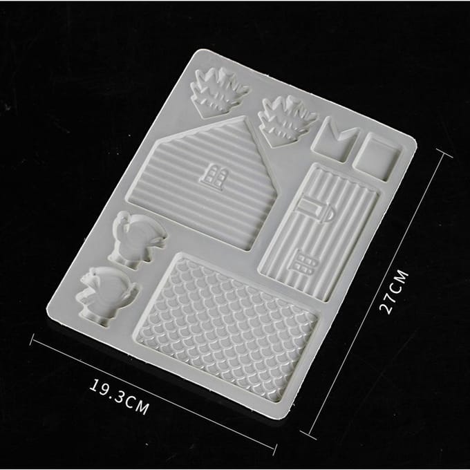 3D Huisdeur DIY Siliconen Fondant Mal Taartdecoratie Chocolade Uitsteker Mal gray