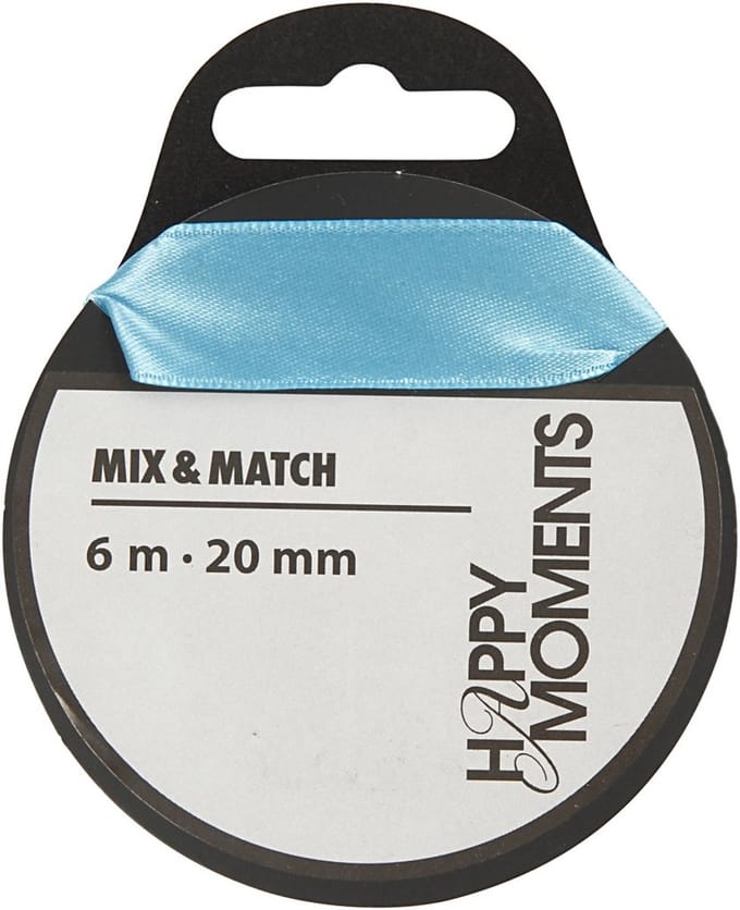 Satijnlint, B: 20 mm, lichtblauw, 6 m/ 1 rol