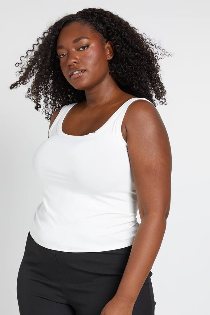 boohoo Dames Plus Super Zacht Aanvoelend Hemdje | Wit | Maat: 50