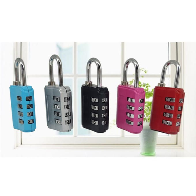 Cadenas à combinaison à 4 chiffres, haute sécurité, étanche, couleurs vives, pour armoire blanc argent