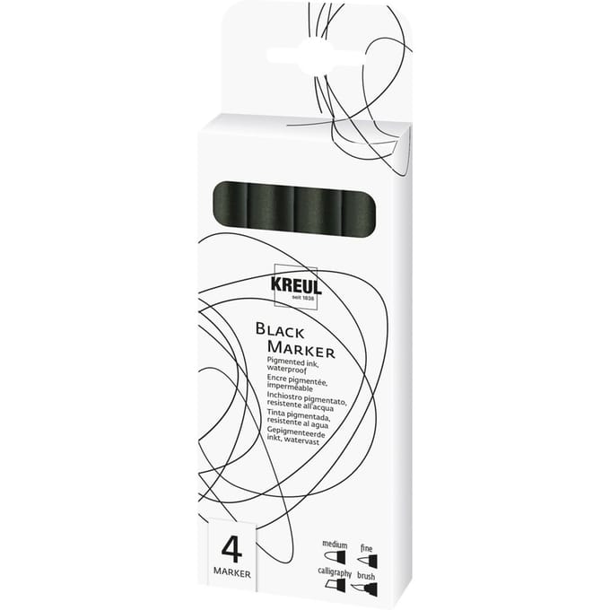 KREUL Black Marker, zwart, set van 4
