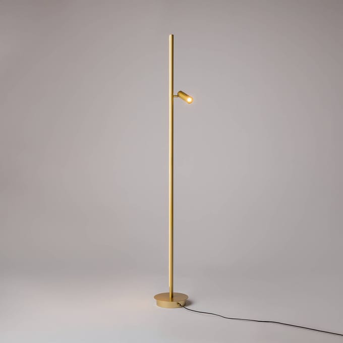 Maytoni LED vloerlamp Thin, messing, aluminium, hoogte 155 cm, dimbaar