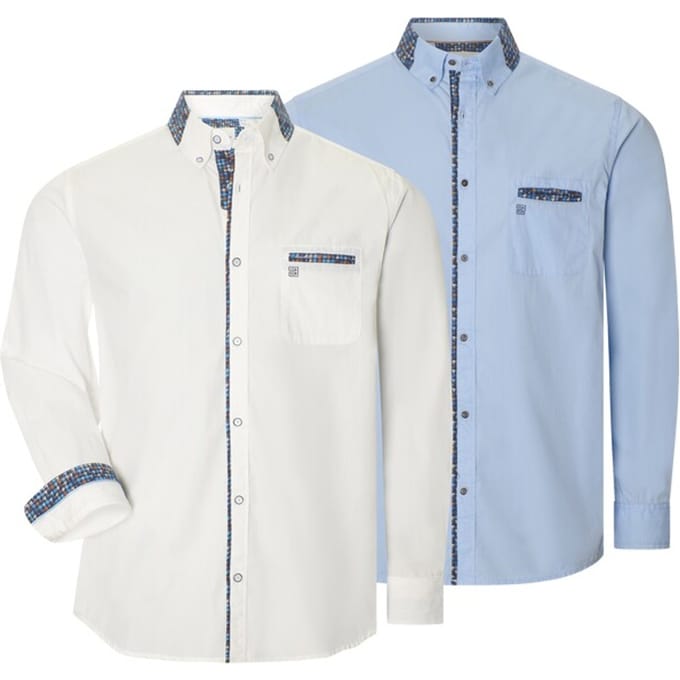 Babista herren Overhemden, Set Van 2 - 45/46 - lichtblauw - Plus Size