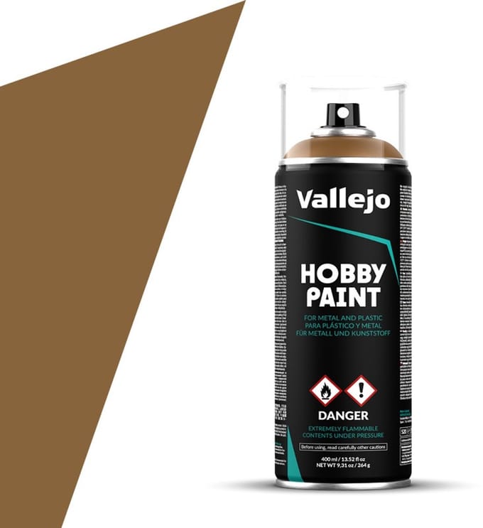 Vallejo Hobbyverf - 28014 Leather Brown Primer - Spray - Verf spuitbus - 400 ml