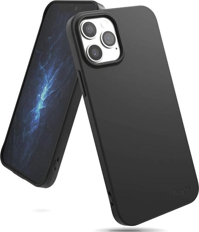Siliconen back cover case - Geschikt voor iPhone 12 / 12 Pro - TPU hoesje - Zwart