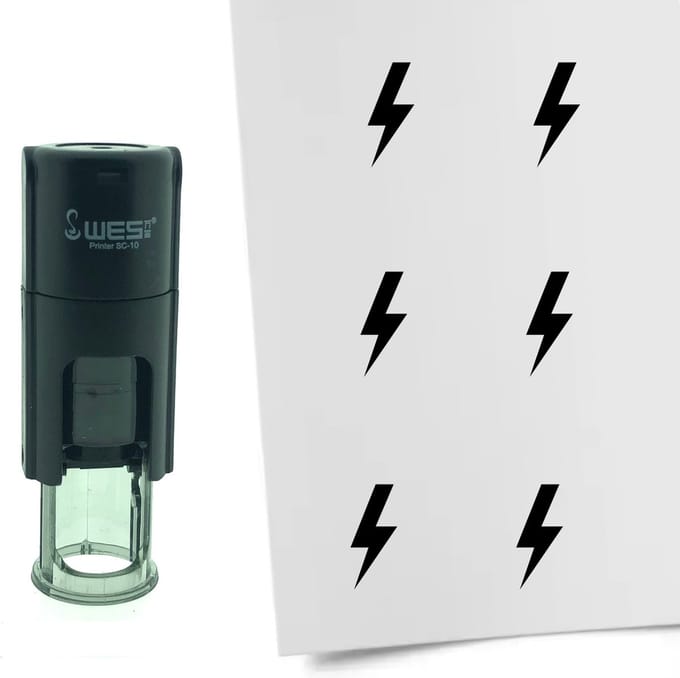 CombiCraft Stempel Bliksem 10mm rond - Zwarte inkt