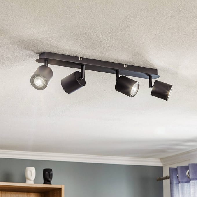 Luminex Plafondspot Modo van metaal, zwart, 4-lamps