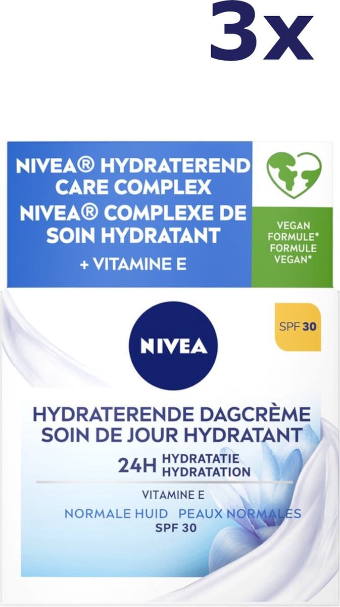 NIVEA Dagcrème Hydraterend SPF30 - 3 x 50 ml - Voordeelverpakking