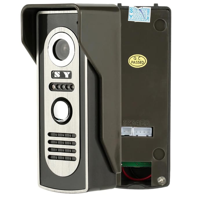 7  bekabeld videodeurtelefoonsysteem Visuele intercomdeurbel met binnenmonitor en buitencamera US Plug  with logo wit