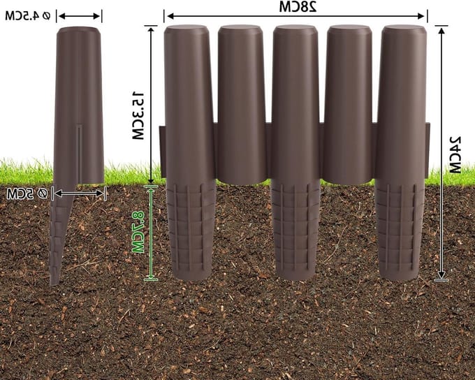 Tuinperkrand - Gazonrand palissade - Tuin decoreren - Flexibel insteeksysteem - 28 meter - Bruin
