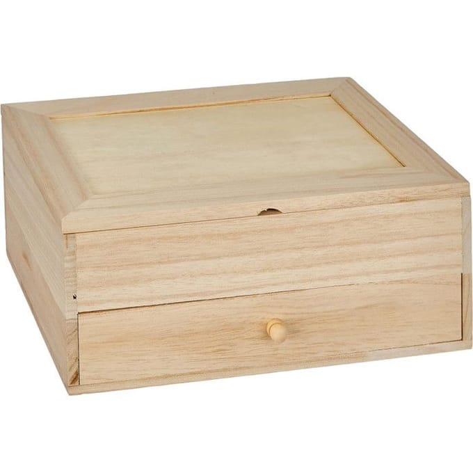 Artemio sieradendoos met 6 vakken, van hout, met spiegel en lade, beige