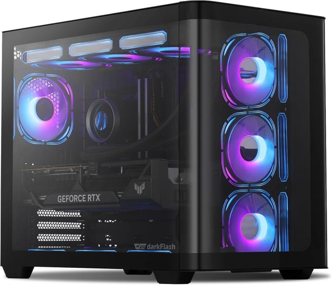 ATX Mid-Tower Gaming PC Behuizing met 4 ARGB Fans en Gebogen Glas