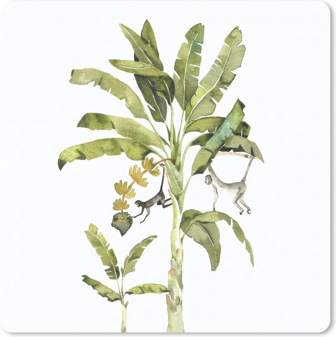 Muismat 20x20 cm - Mousepad Jungle - Palmboom - Aap - Muismatten