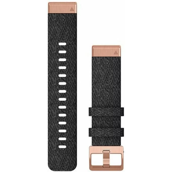 Garmin QuickFit Leren Horlogebandje - 20mm Polsbandje - Wearablebandje - Zwart Geschakeerd met Rose Gouden Gesp