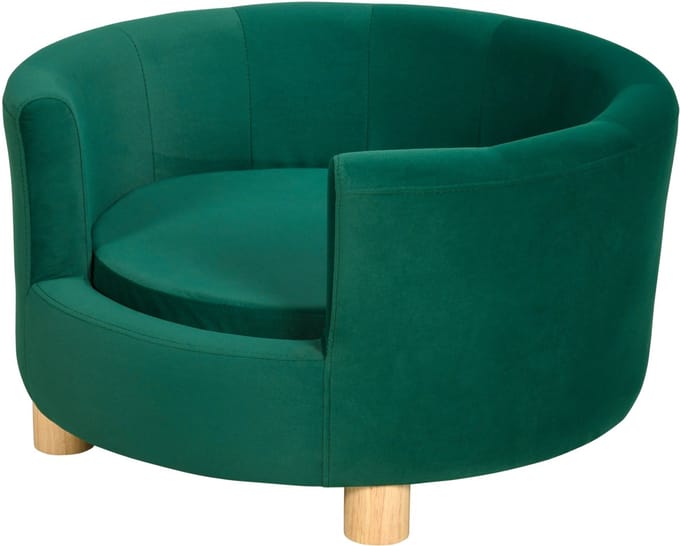 Hondenbed - 65 x 64 x 37 cm - Elegante Sofa - Houten Poten - Zacht Kussen - Grijs