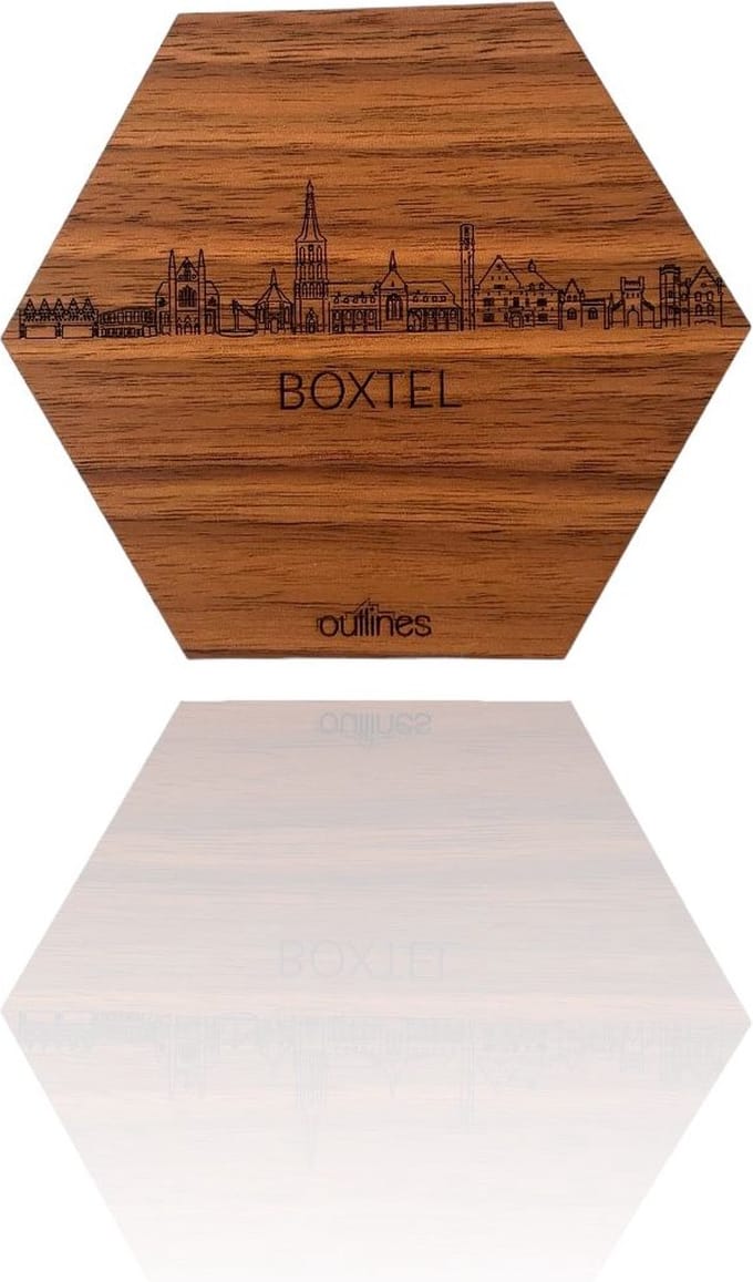 5x Onderzetters Skyline van Boxtel - 10x9cm - Eikenhout