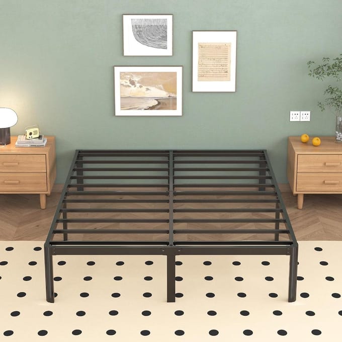 Metalen Bed - Dubbelbed Frame - Rustig Slapen - Piepvrij Ontwerp - 150x200 cm - Zwart