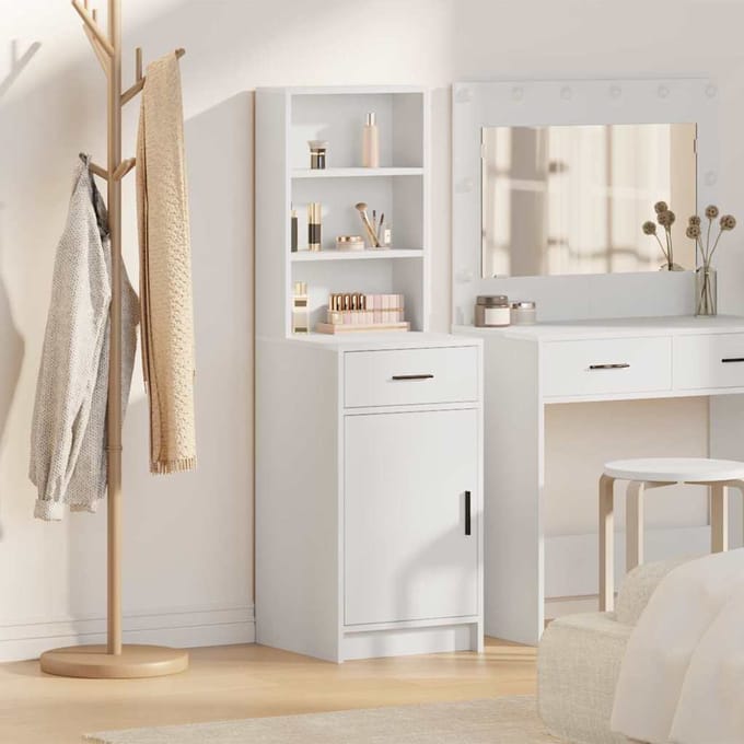vidaXL - Highboard - Wit - 41 - x - 40 - x - 135 - cm - Bewerkt - hout