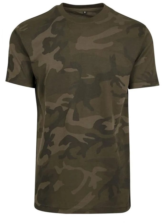 Build your Brand Camo Round Neck Tee BY109 - Olive Camo - 5XL
