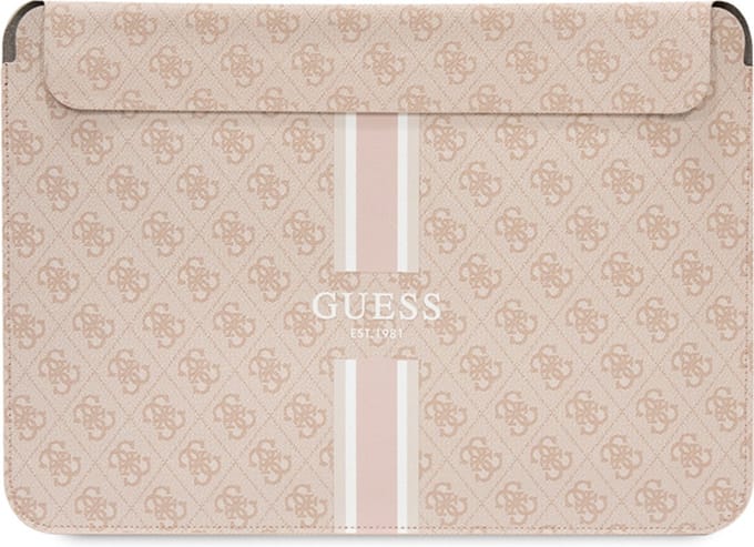Guess 4G Printed Stripe Sleeve voor o.a. Apple MacBook (16") - Roze