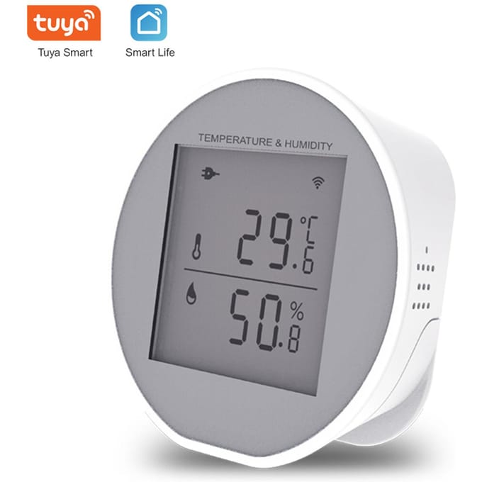 Slimme WiFi-temperatuur-vochtigheidsmonitor Draadloze temperatuur-vochtigheidssensor TUYA APP-melding wit