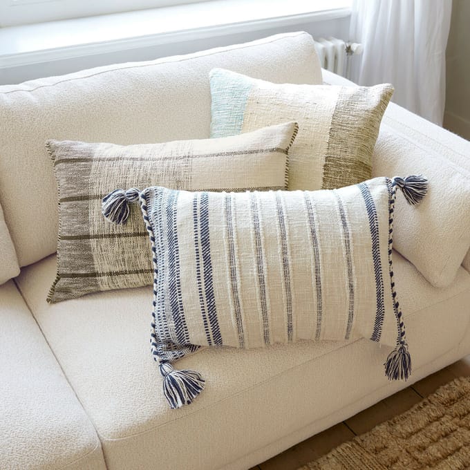 LOBERON Kussenhoes set van 3 Maresas beige/blauw