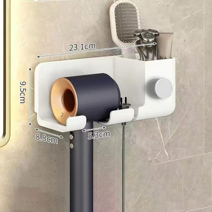 Föhnhouder Wanddroger Wieg Stijltangstandaard Haardroger Organizer Box Wc-ventilatorhouder Plank Badkameraccessoires wit