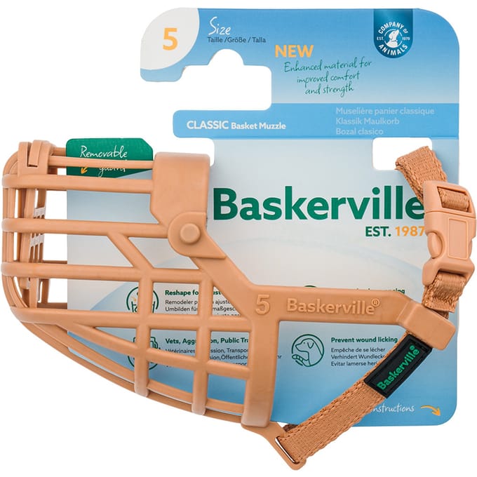 Baskerville Klassieke Muilkorf Beige Maat 5 Hond
